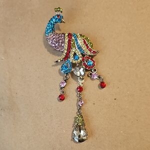 Vibrant Crystal Peacock Brooch/Pin